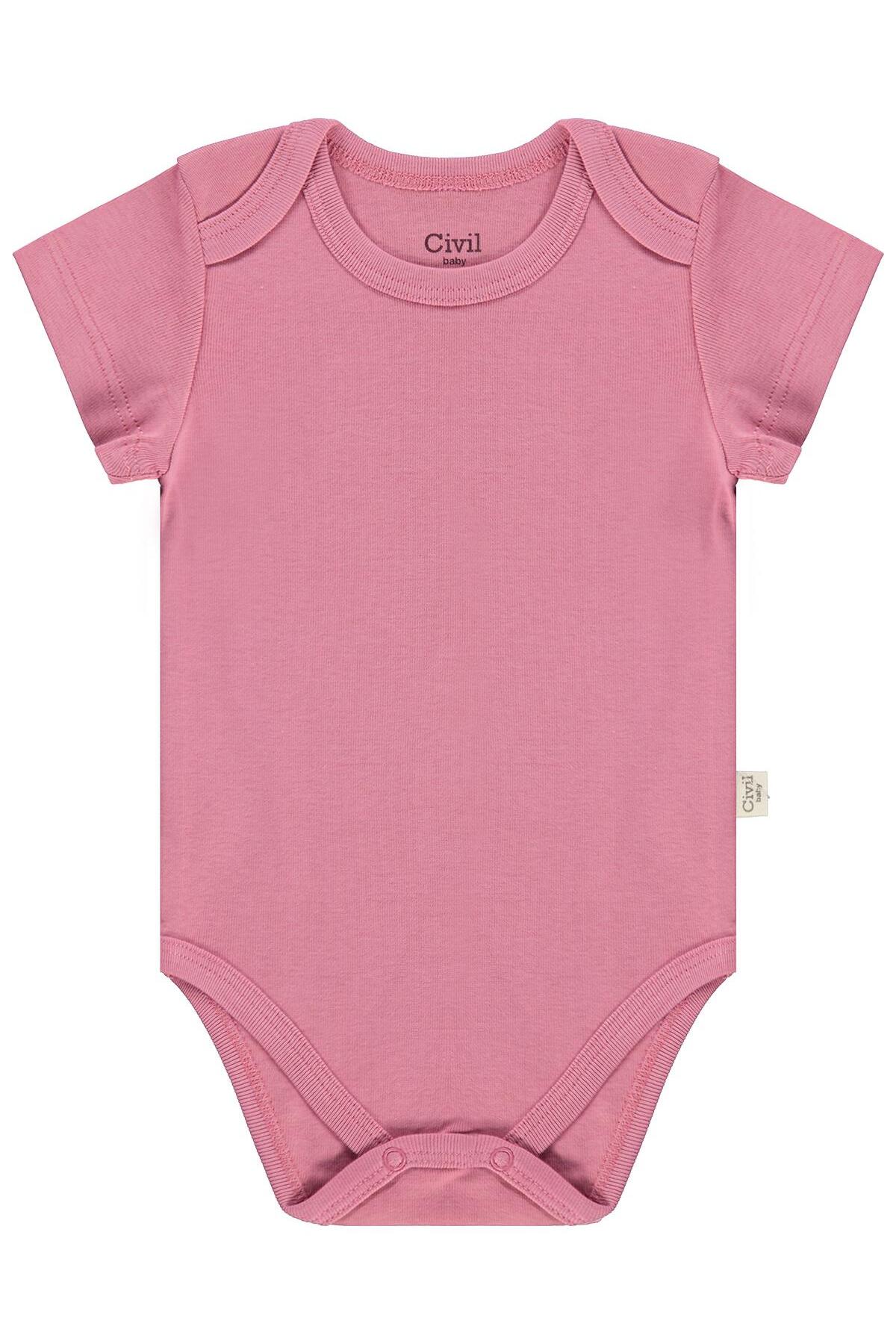 Civil Baby Basıc 3 Lü 0-36 Ay Çıtçıtlı Badi - Pudra 6-9 Ay fotoğrafı 6 (önizleme)