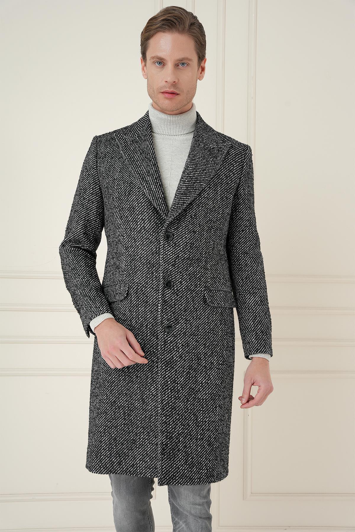 Efor  PLT 085 Siyah Klasik Palto - Görsel 3