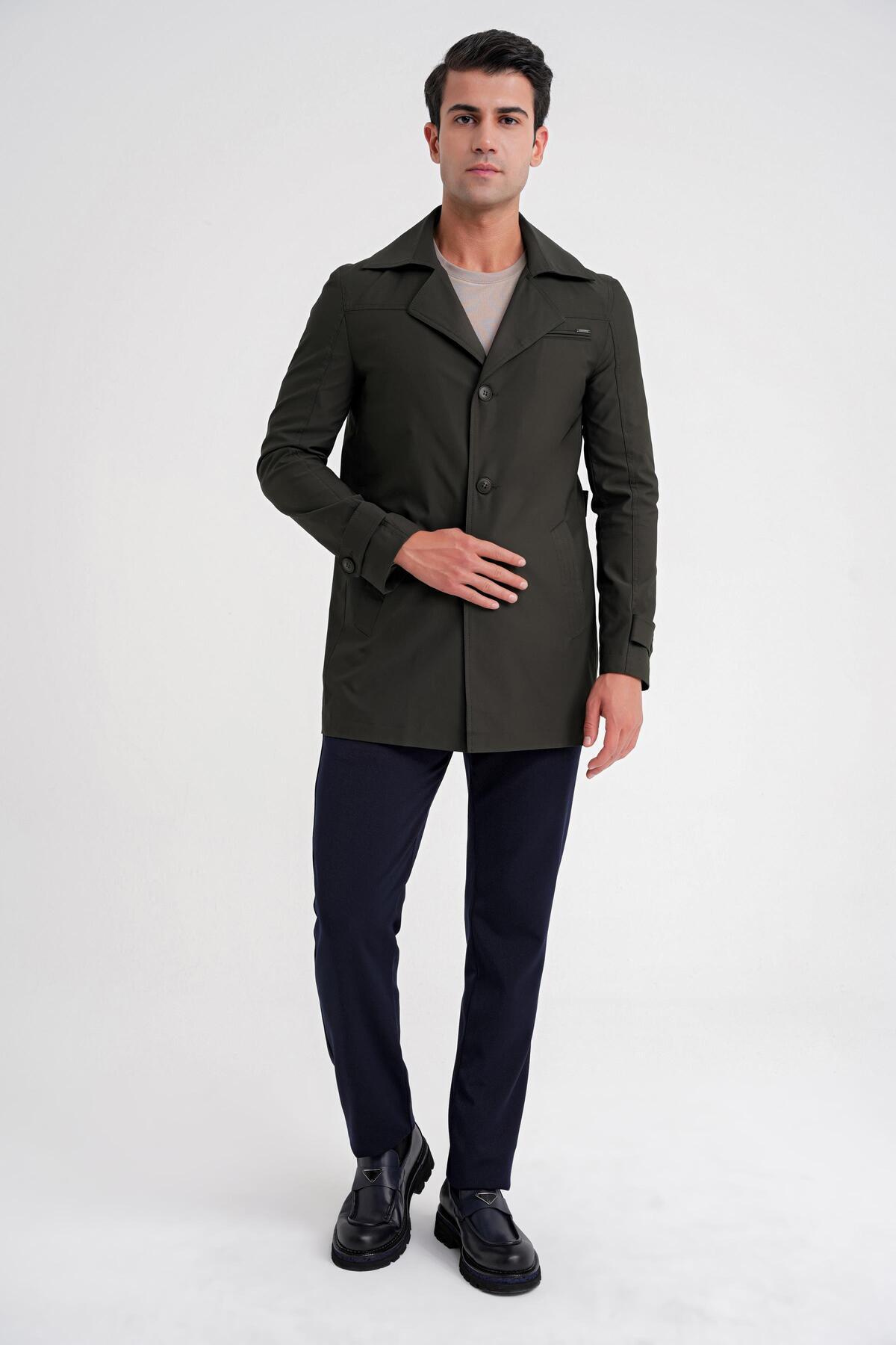 Efor Erkek Slim Fit Yeşil Kaban KA 093 görsel 2