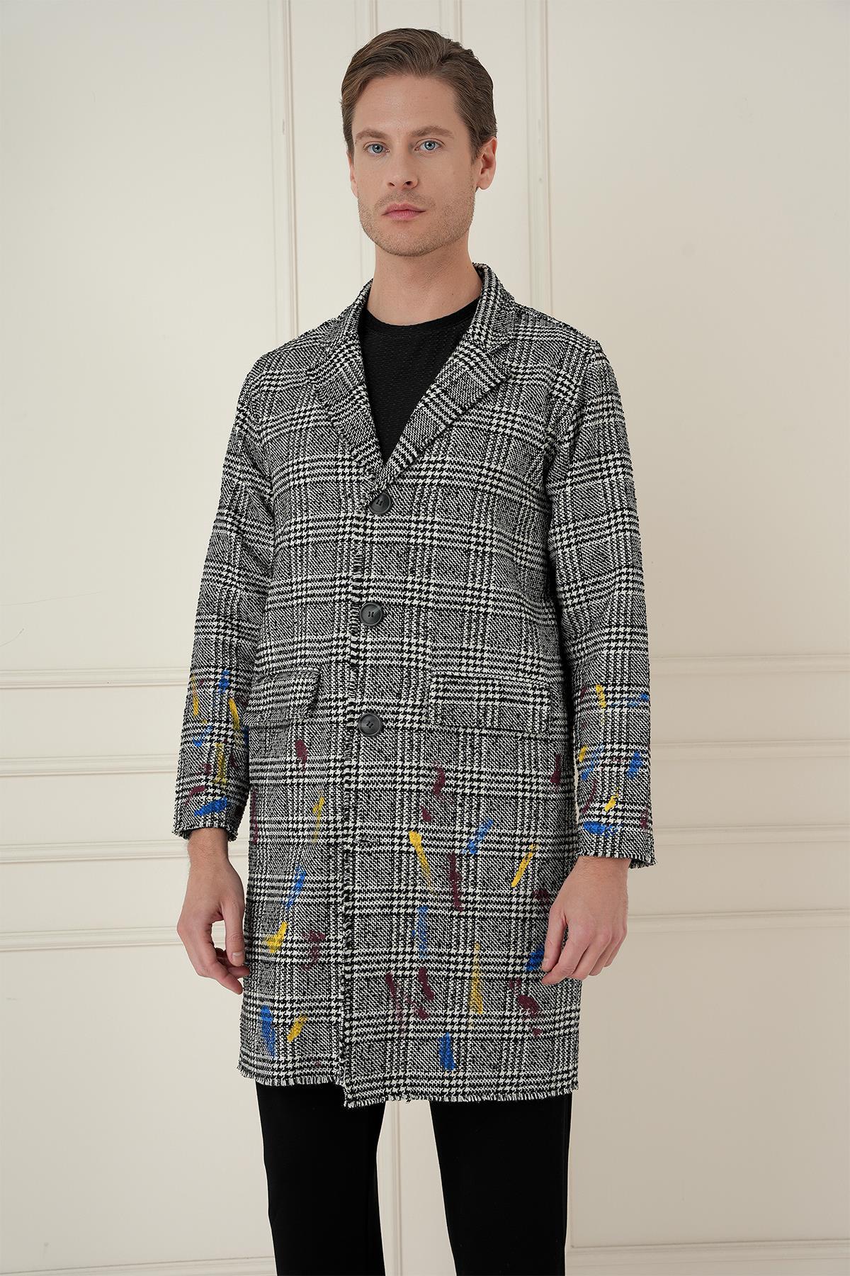 Efor  PLT 086 Slim Fit Siyah-Beyaz Spor Palto - Görsel 3