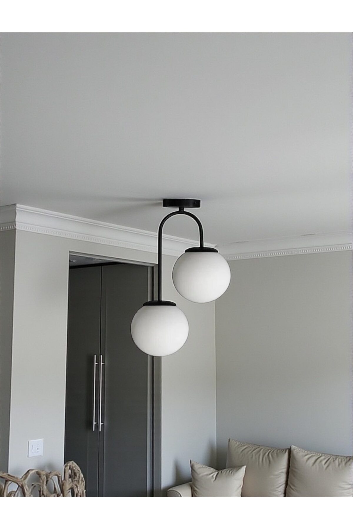 SPORTS CHANDELIER 2-LIGHT GLASS PLAFONYER WHITE