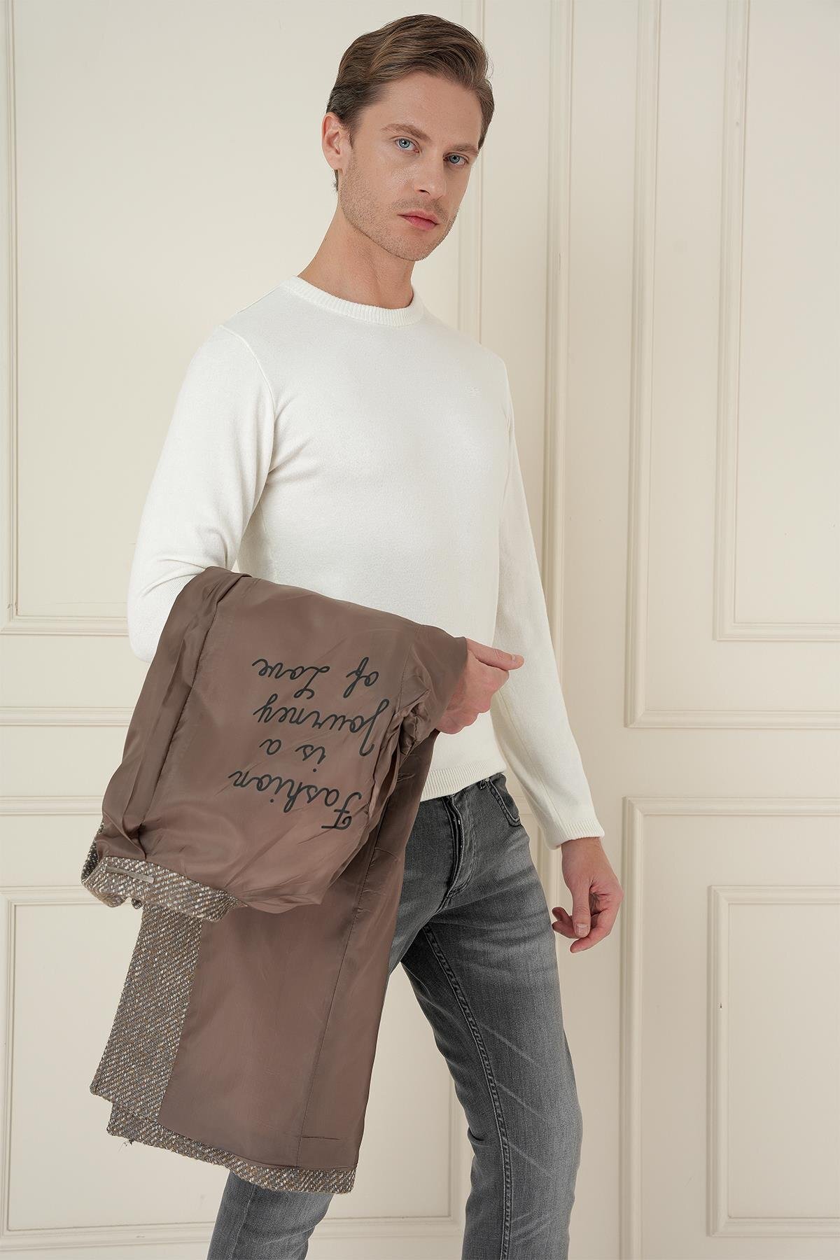 Efor  PLT 085 Haki Klasik Palto - Görsel 7