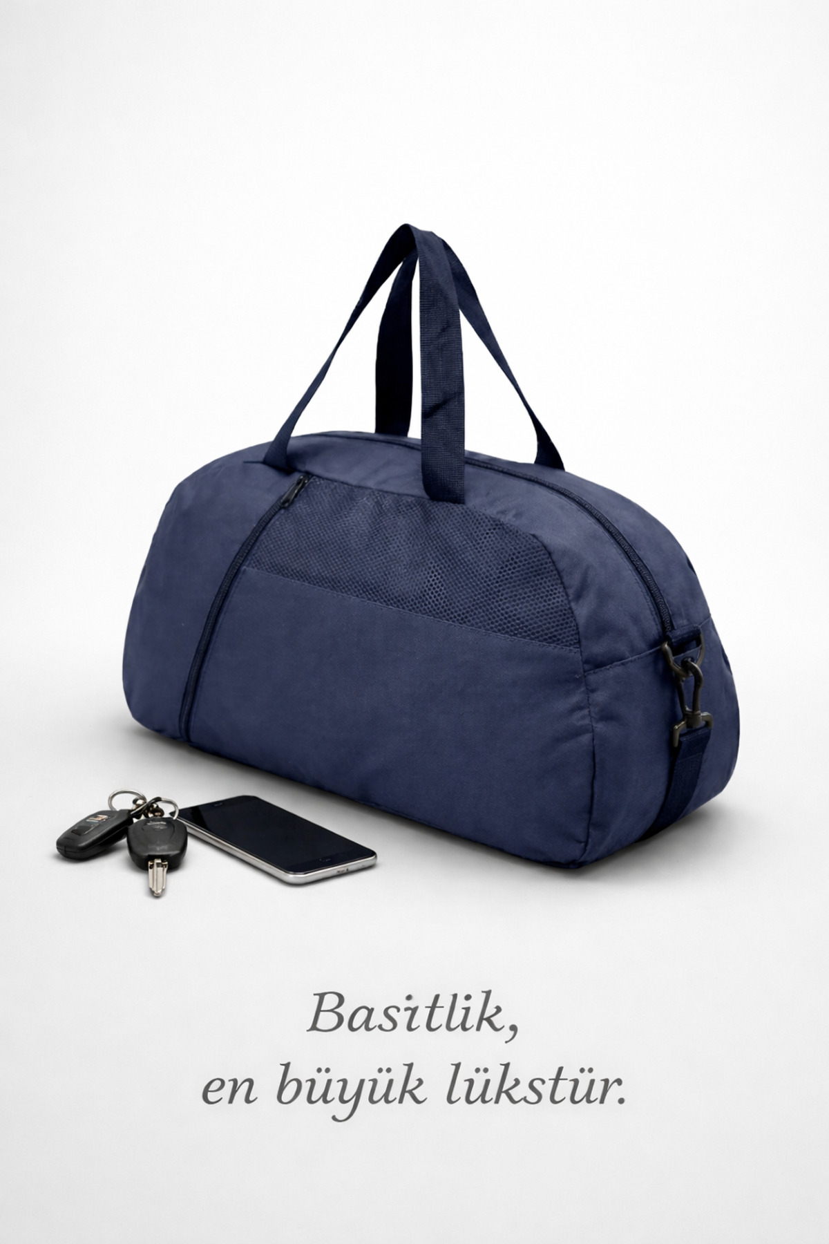 KAFF  Orta Boy Lacivert Önü Cepli Ayarlanabilir Omuz Askılı El Seyahat Spor Çantası-0832 - Görsel 4