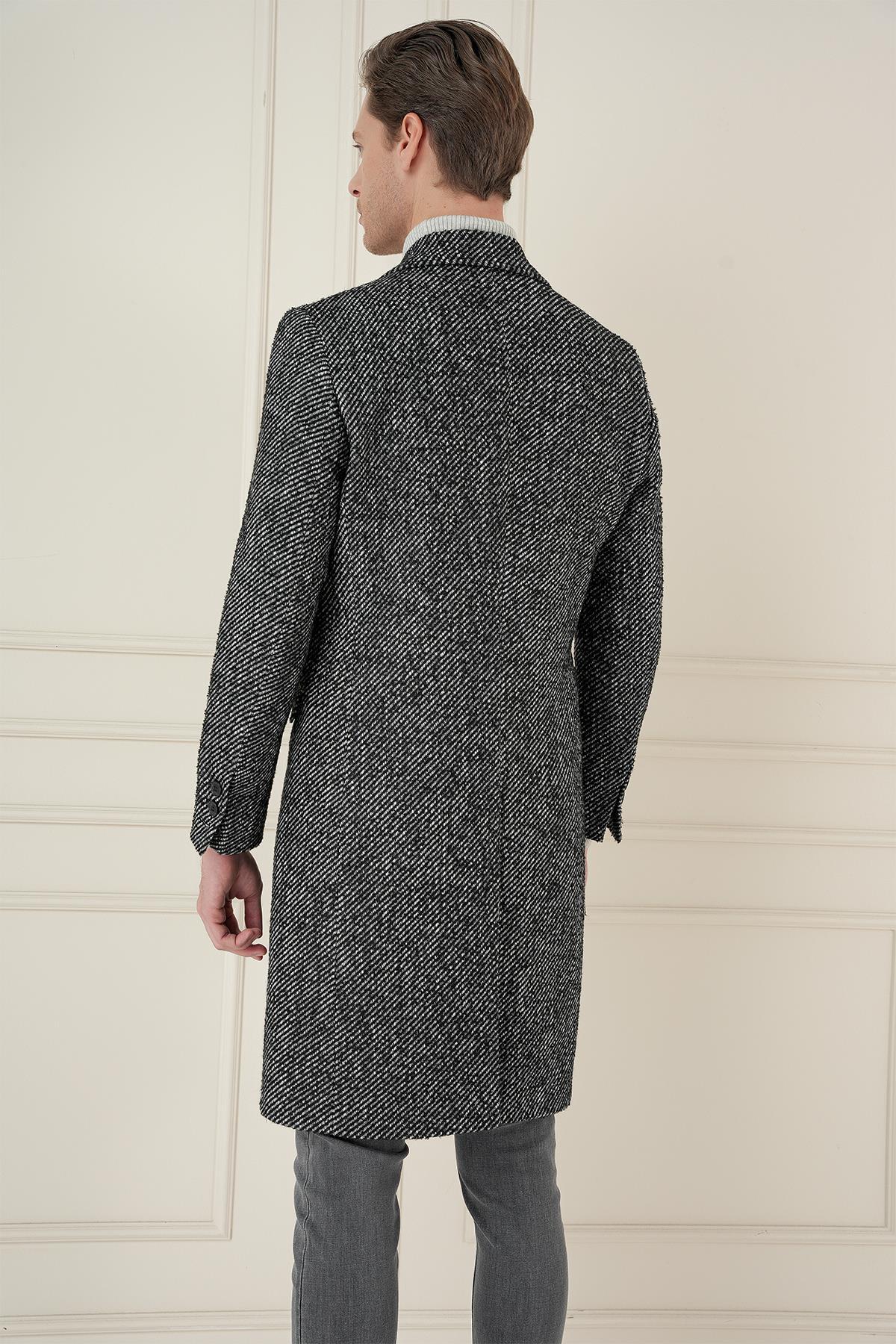 Efor  PLT 085 Siyah Klasik Palto - Görsel 4