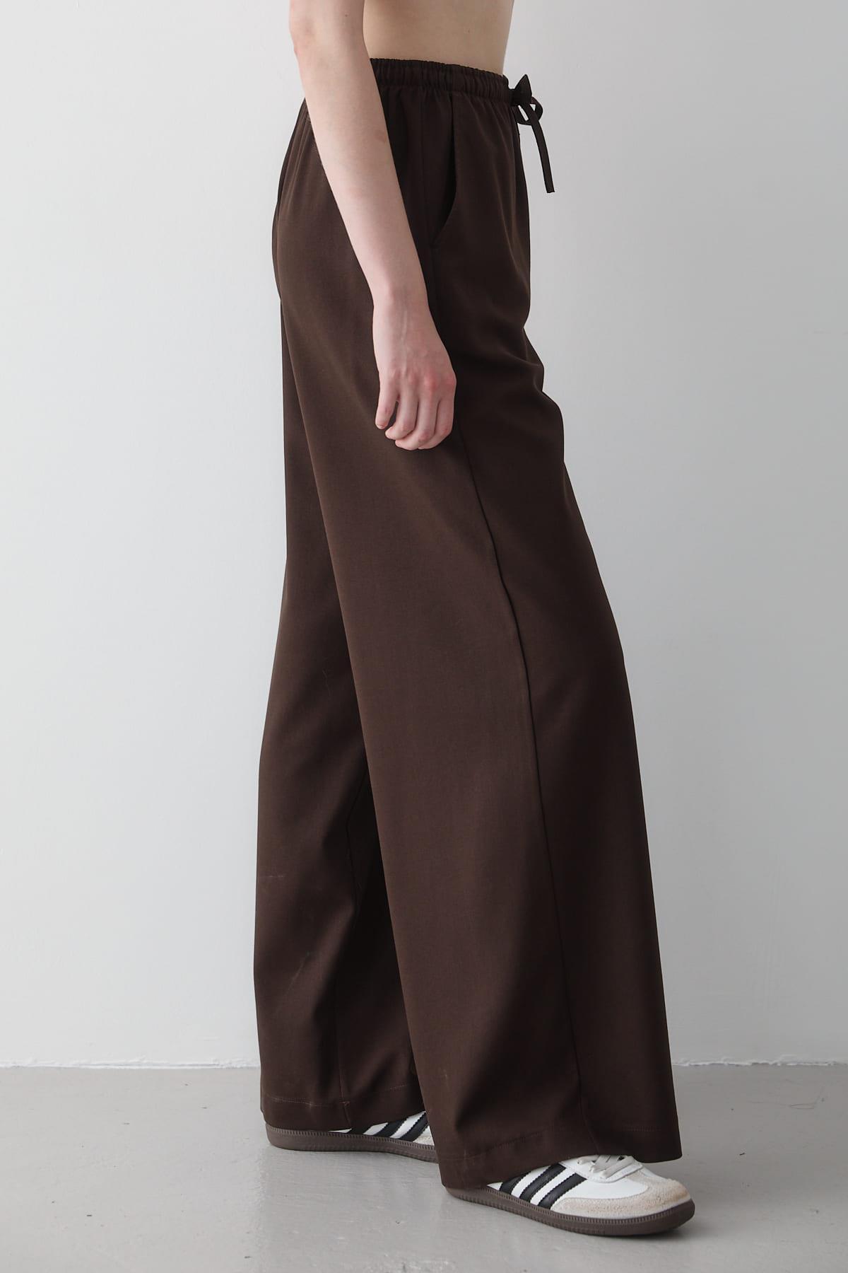 JASTE  Kadın Beli Lastikli Bol Paça Palazzo Pantolon ACI KAHVERENGİ - Görsel 2