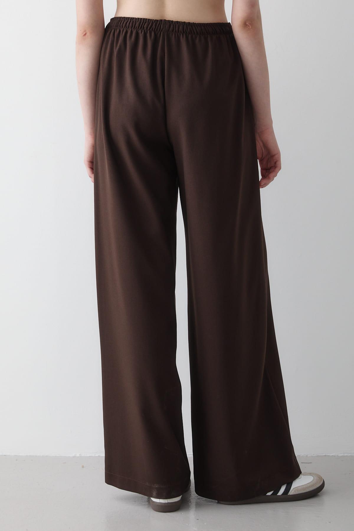 JASTE  Kadın Beli Lastikli Bol Paça Palazzo Pantolon ACI KAHVERENGİ - Görsel 4