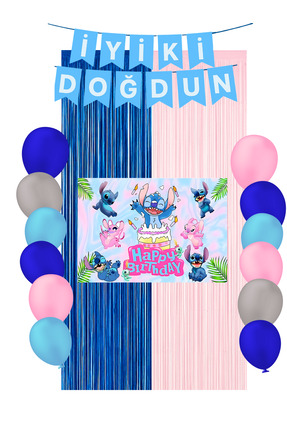 HAPPYLOOPPARTY Stitch & Angel Doğum Günü Parti Malzemeleri Süsleri Mixxi Set ...