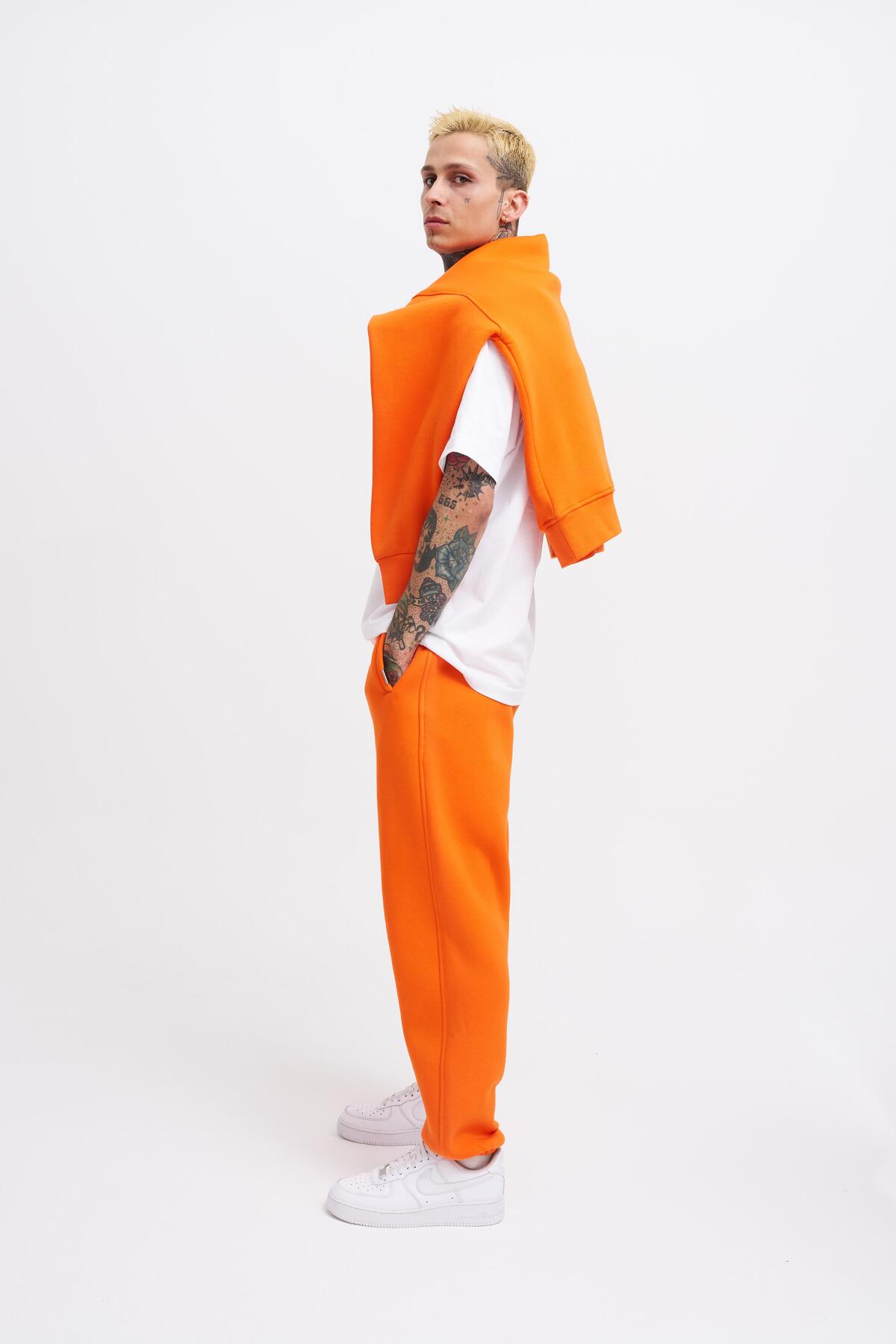 Machinist  Erkek Relaxed Jogger Basic Eşofman Altı Neon Turuncu - Görsel 6