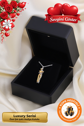 Lucente Jewellery Işıklı Hediye Kutulu Birbirine Sarılan Çift 925 Gümüş Kapl....