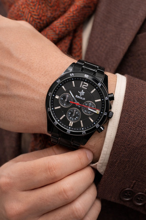 S.POLO Yeni Sezon Siyah Renk Metal Kordon Erkek Kol Saati Bileklik Hediyeli B...