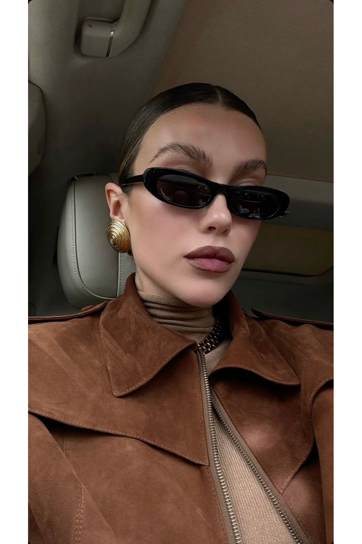 Goldmine Kadın Laura Slim Oval Vintage Siyah UV400 Güneş Gözlüğü