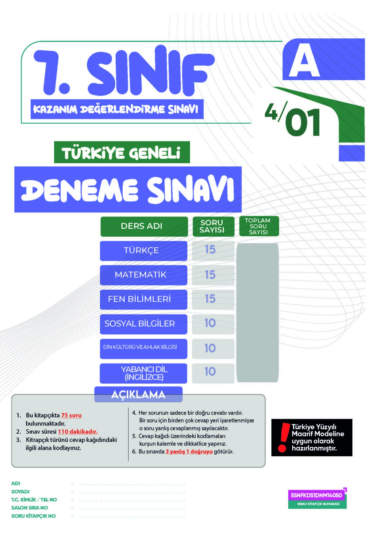 Hızlı Tosbik Yayınları 2026 7.sınıf Kds (KONU DEĞERLENDİRME SINAVI