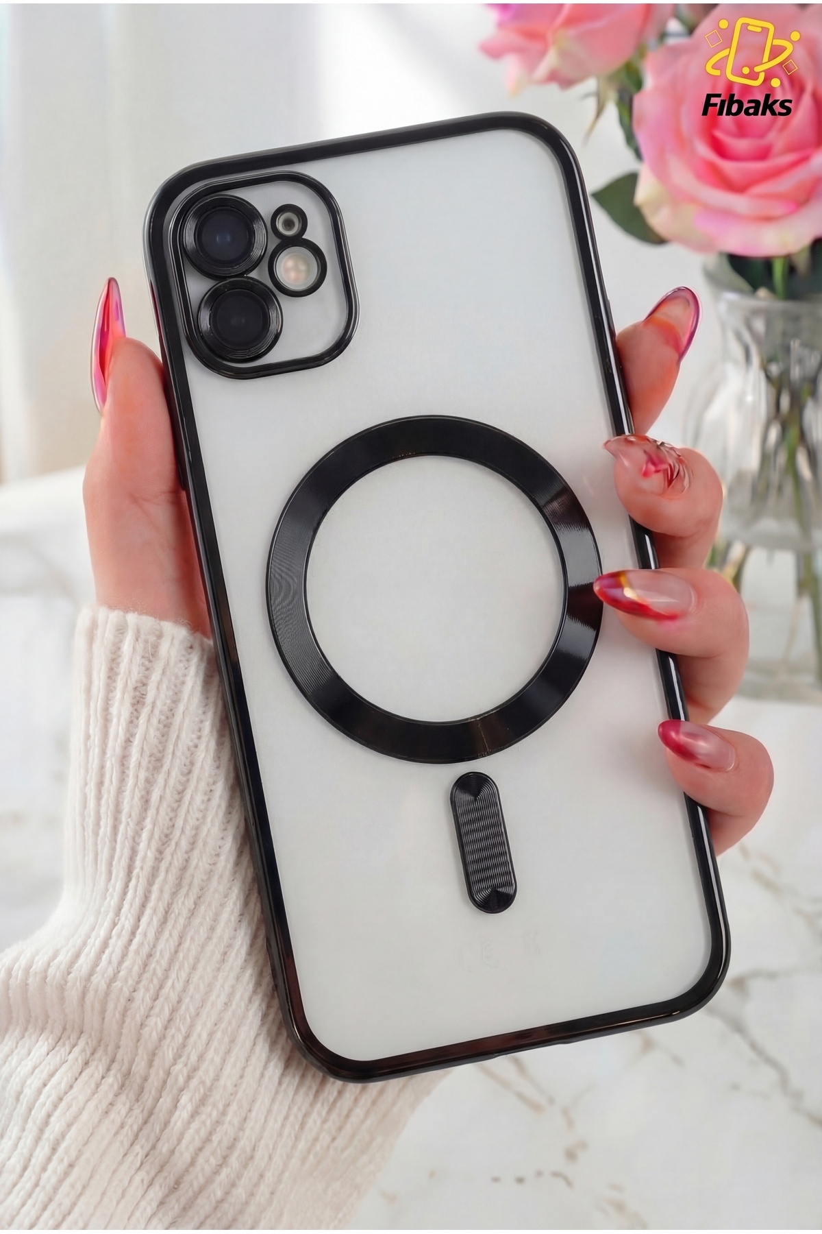 iPhone 11 Case Camera Lens Protected Magsafe Charging Lock Transparent Color Soft Cover Black