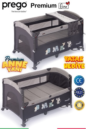 Prego Premium Anne Yanı Oyun Parkı 70*120 cm GRİ + Yatak Hediyeli GRİ