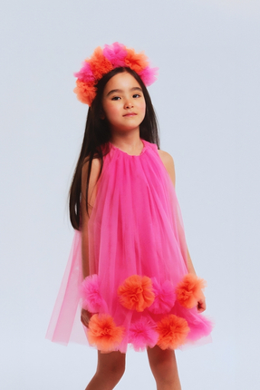 Le Mabelle Fuşya  Eteği Ponpon Detaylı Kız Çocuk Elbise - Alexa