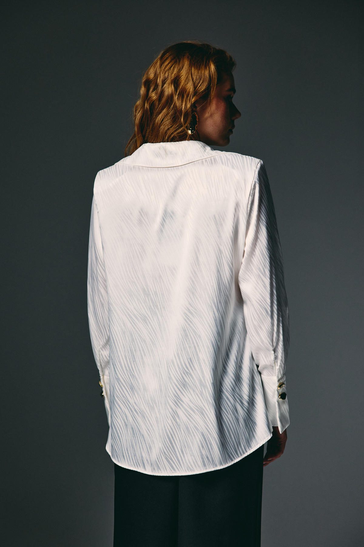 Sateen  Zebra Desenli Gömlek - Ekru - Görsel 7