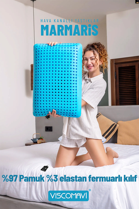 viscomavi Marmaris Ortopedik Visco Yastık – Pamuk Kılıflı | Hava Kanallı | Öm...