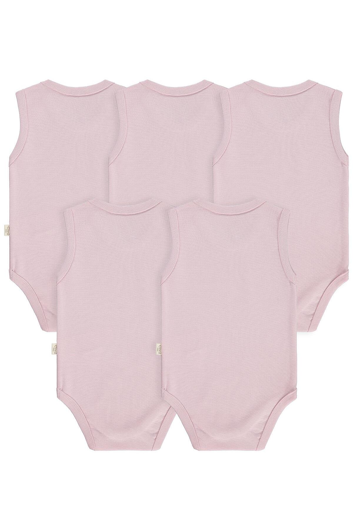 Civil Baby Organik 5 li Sıfır Kol Çıtçıtlı Badi - Pembe fotoğrafı 5 (önizleme)