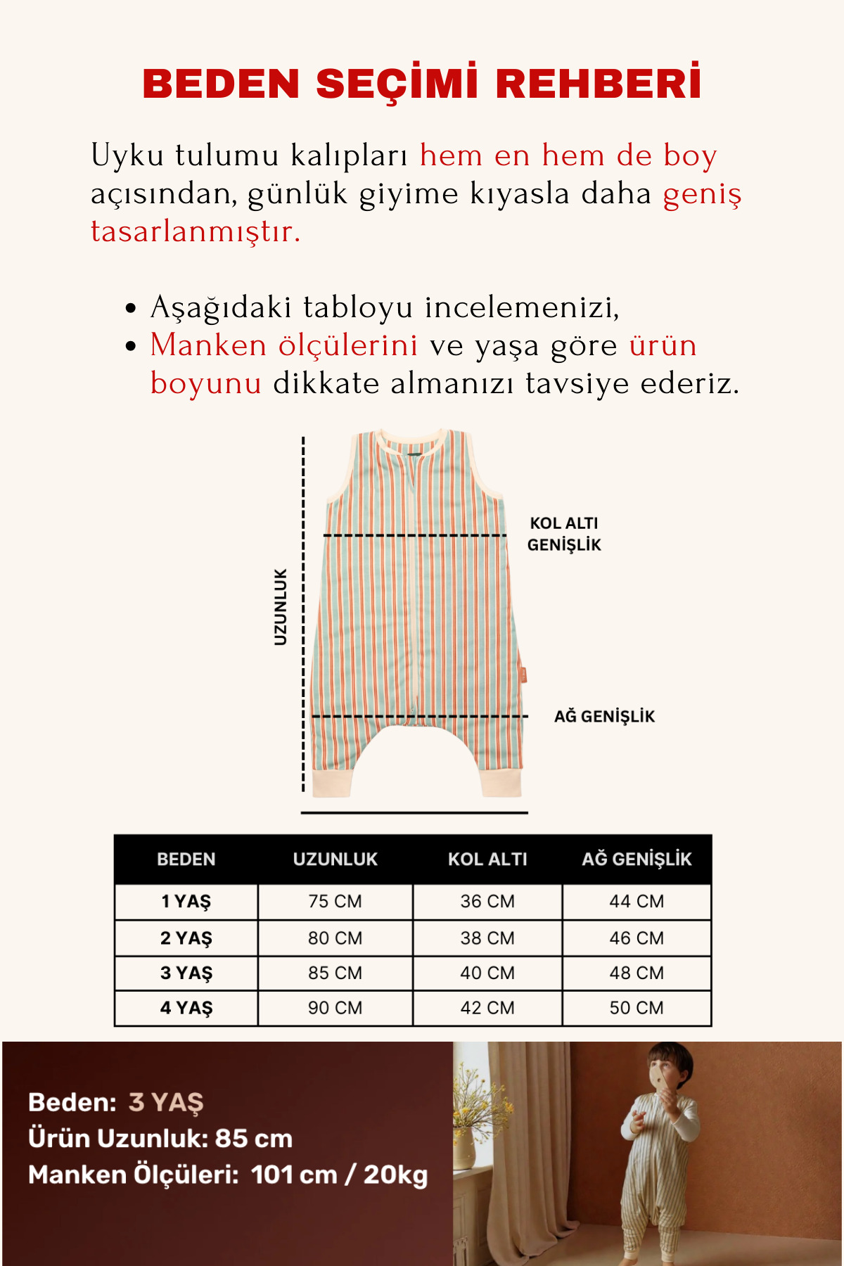 Pine Baby Home %100 Pamuk 1.0 TOG Unisex Bebek Çocuk Uyku Tulumu OEKO-TEX Sertifikalı - Heritage Sand fotoğrafı 4 (önizleme)