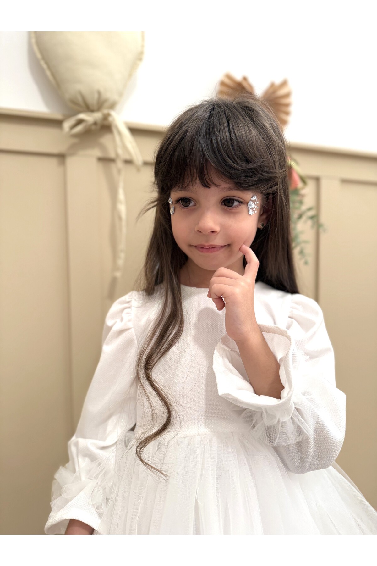 penu baby kids Beyaz Uzun Balon Kumaş Kol Altı Tütülü Kız Bebek Elbise - Cinderella fotoğrafı 5 (önizleme)