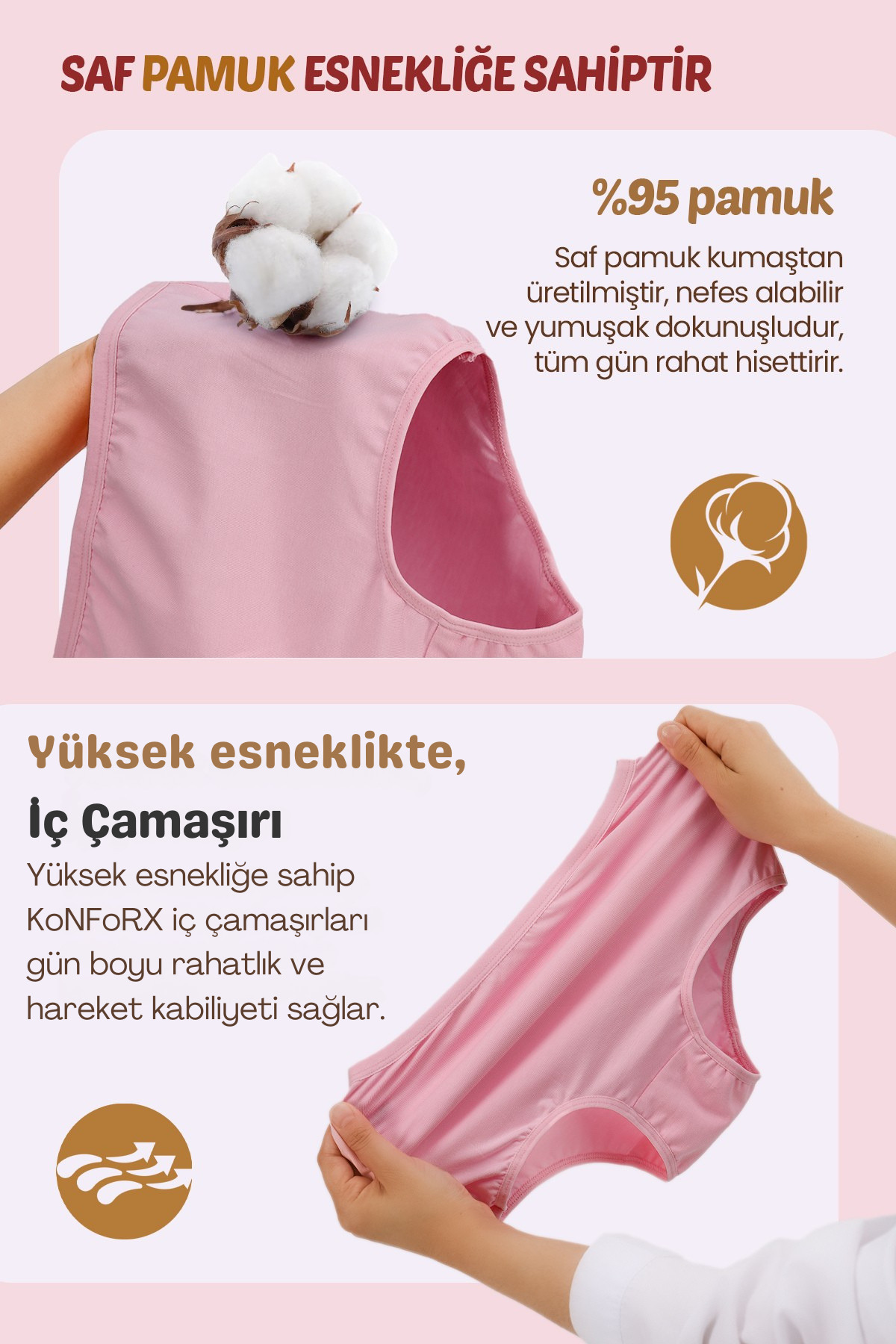KoNFoRX Kadın Külot Yüksek Bel 5'li Paket - Günlük Kullanım, Pamuklu, Iç Giyim Farklı Renk Seçeneği görsel 4
