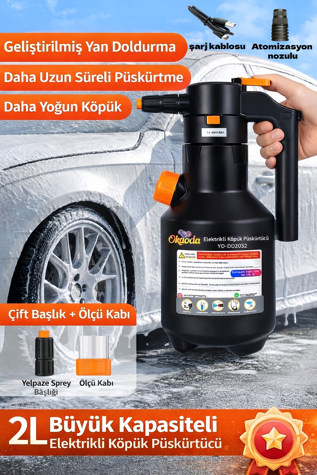okaoda YD-DD2302 Şarj Edilebilir Otomatik Yüksek Basınçlı Ev Tipi