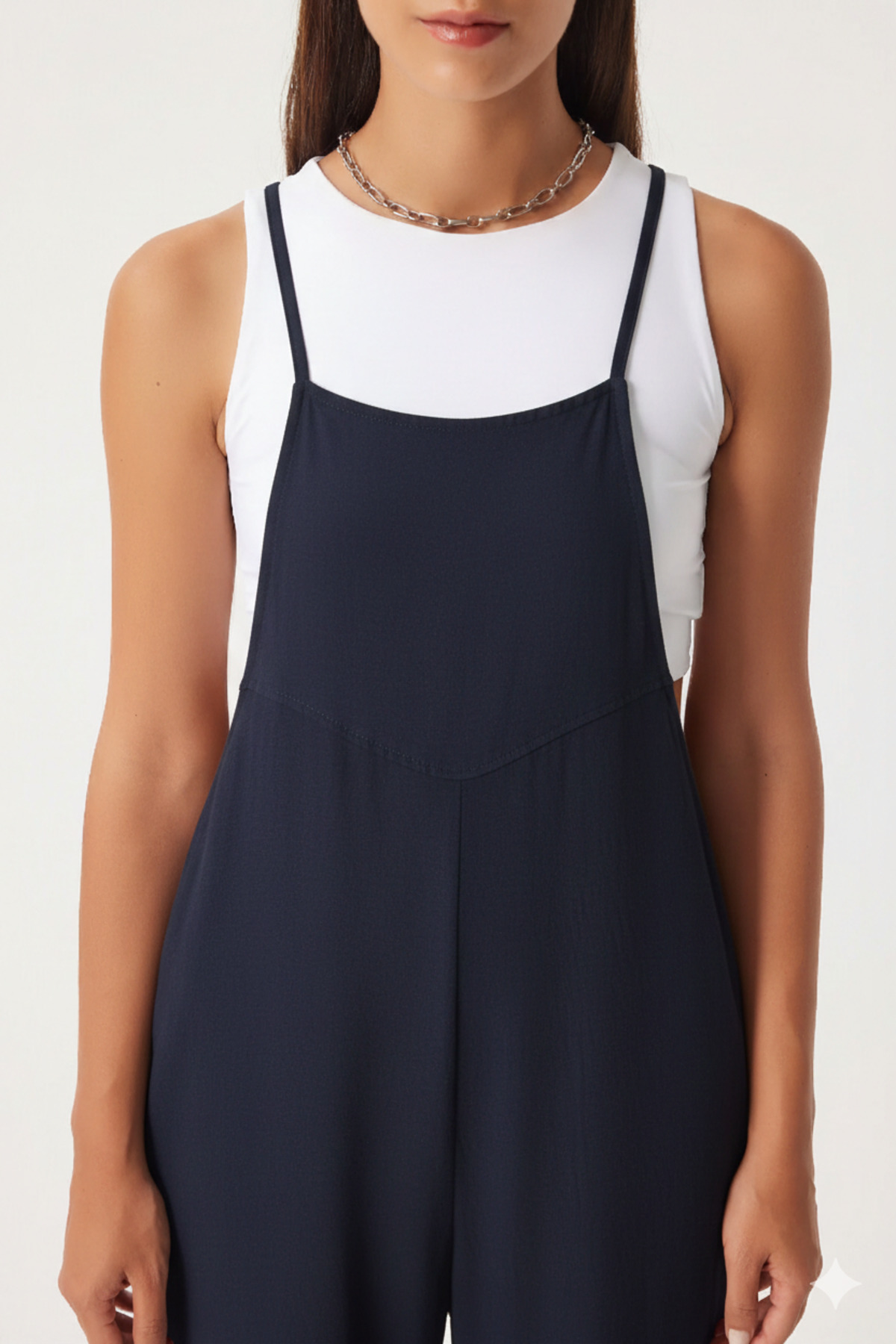 hazelin Kadın Lacivert Ayarlanabilir Askılı Cepli Bol Paça Bahçıvan Tulum HZL22S-BD170191 fotoğrafı 5 (önizleme)