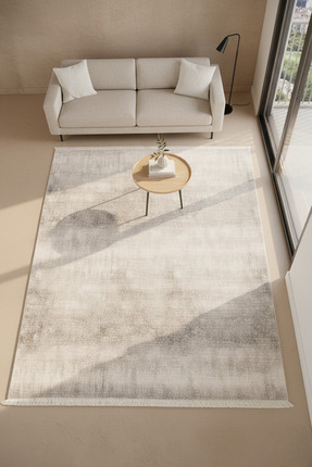 Maenad Home Tomyris 6147 Gri Krem Tasarım Halı Polyester Vintage Modern Dokum...