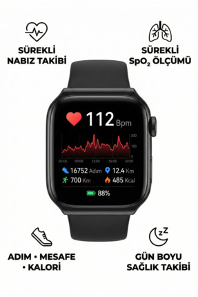 4Berry Akıllı Saat 4B-LA39 , Nabız ve Uyku Takibi, Bluetooth Destekli