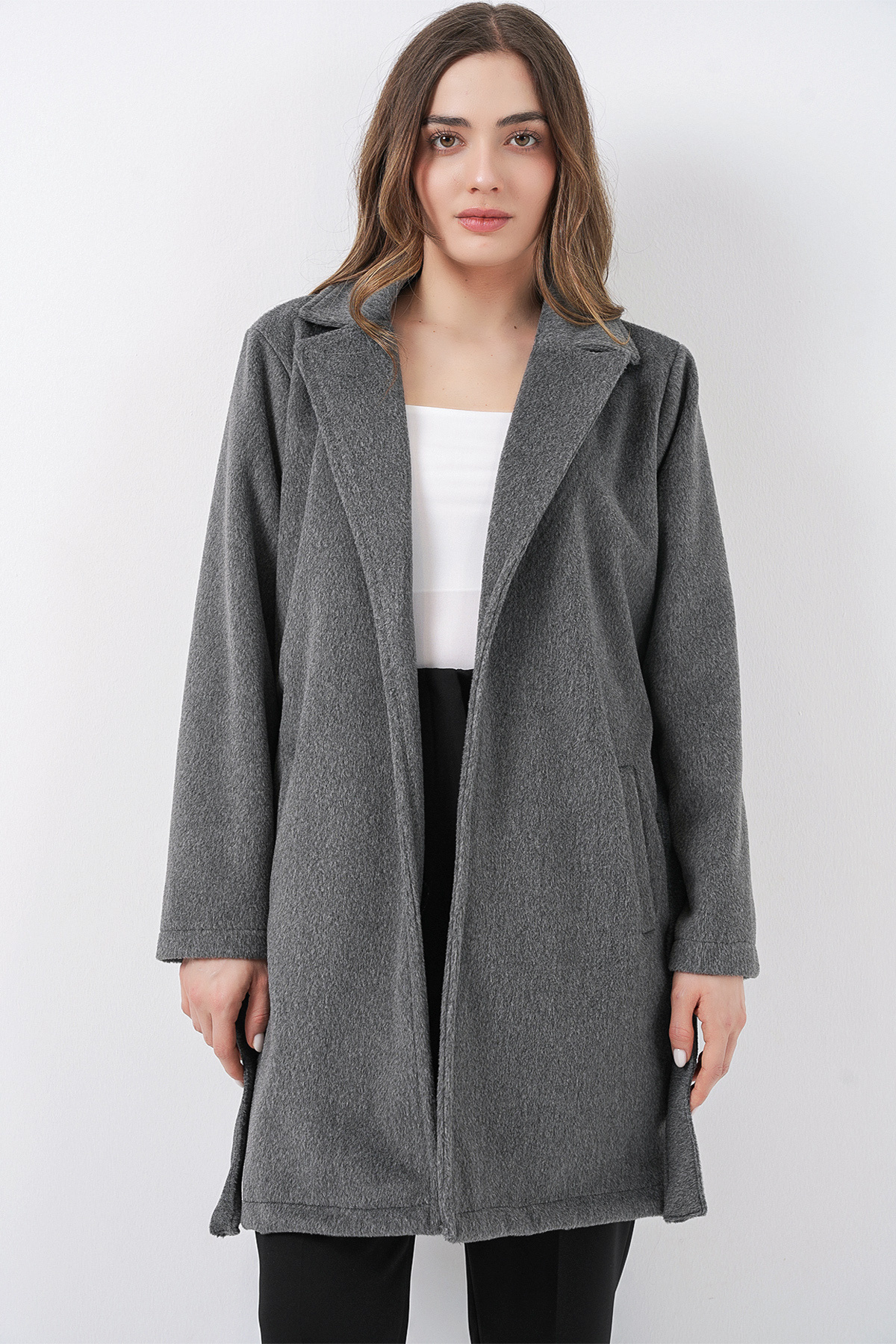 Bigdart  Kadın Kuşaklı Kaban 9171 - Antrasit - Görsel 3