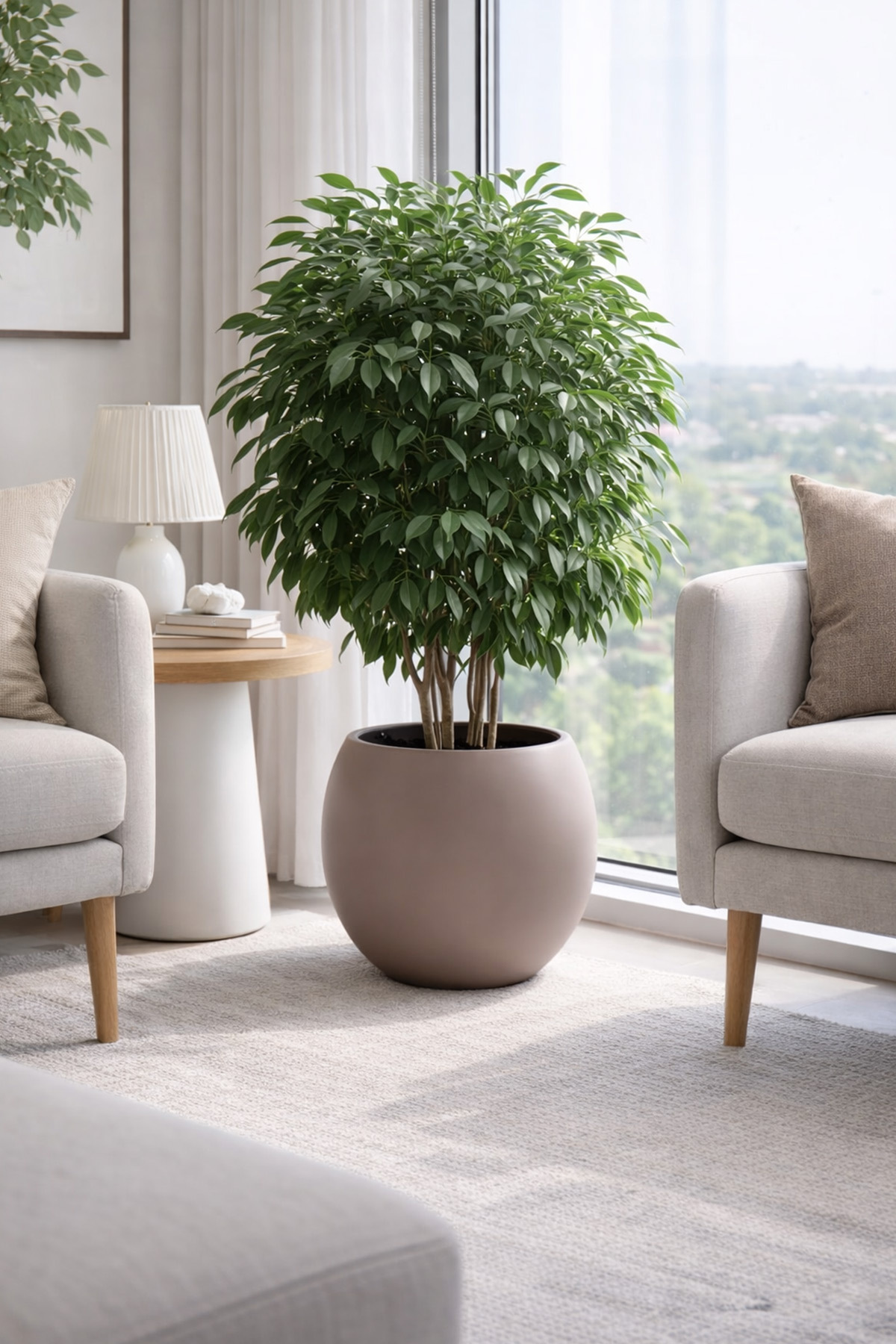 Alezy Küre Model İç Drenaj Hazneli Dekoratif Modern Saksı 27,5 lt