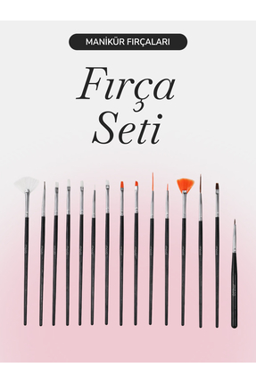 MOJO Tırnak Kalıcı Oje Nailart Süsleme 15 Li Fırça Set Siyah