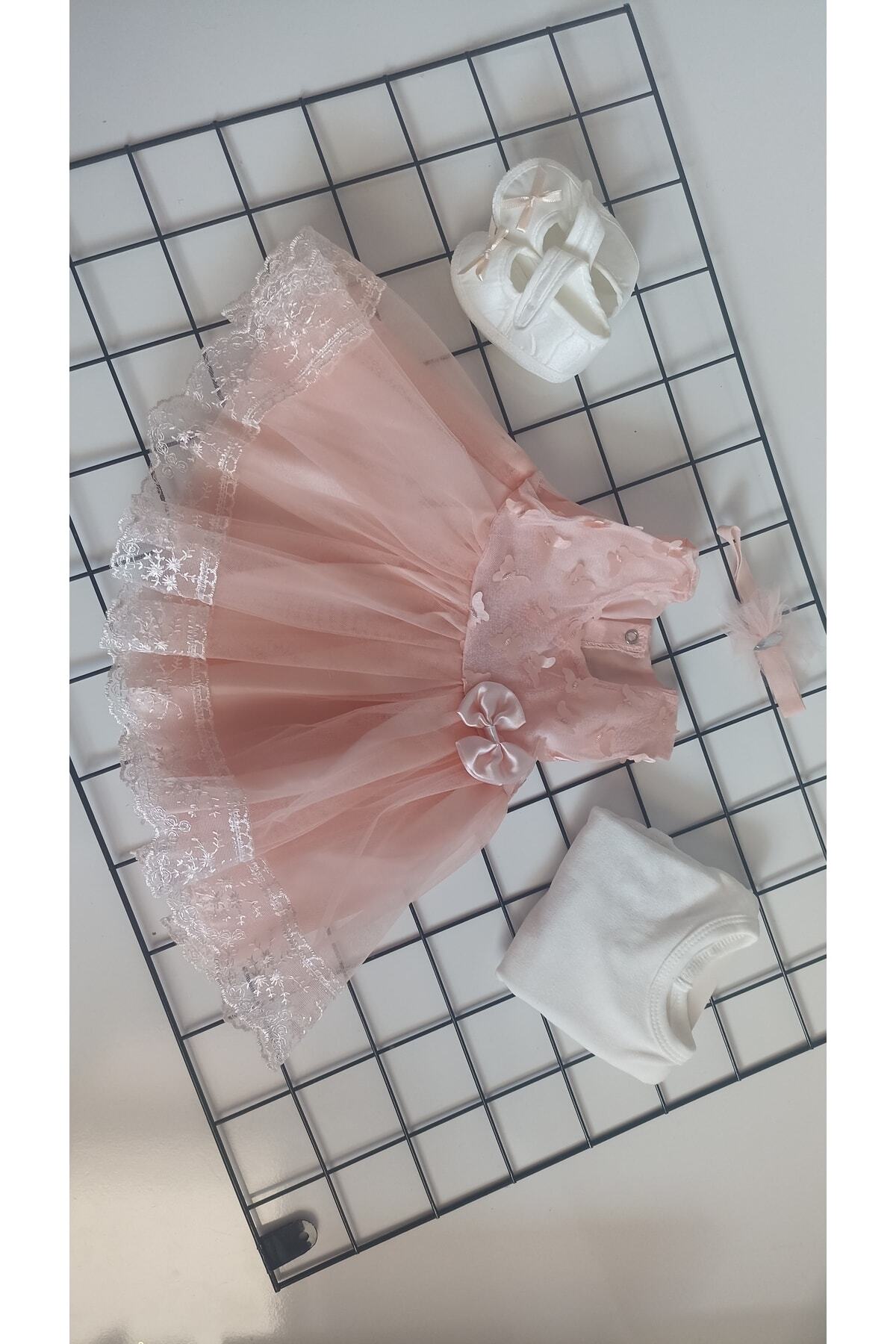 Petite Ponpon Baby 0-6 Ay Kız Bebek Mevlüt Takımı Güpürlü Elbise Özel Gün Kıyafeti Mevlüt Kıyafeti fotoğrafı 4 (önizleme)