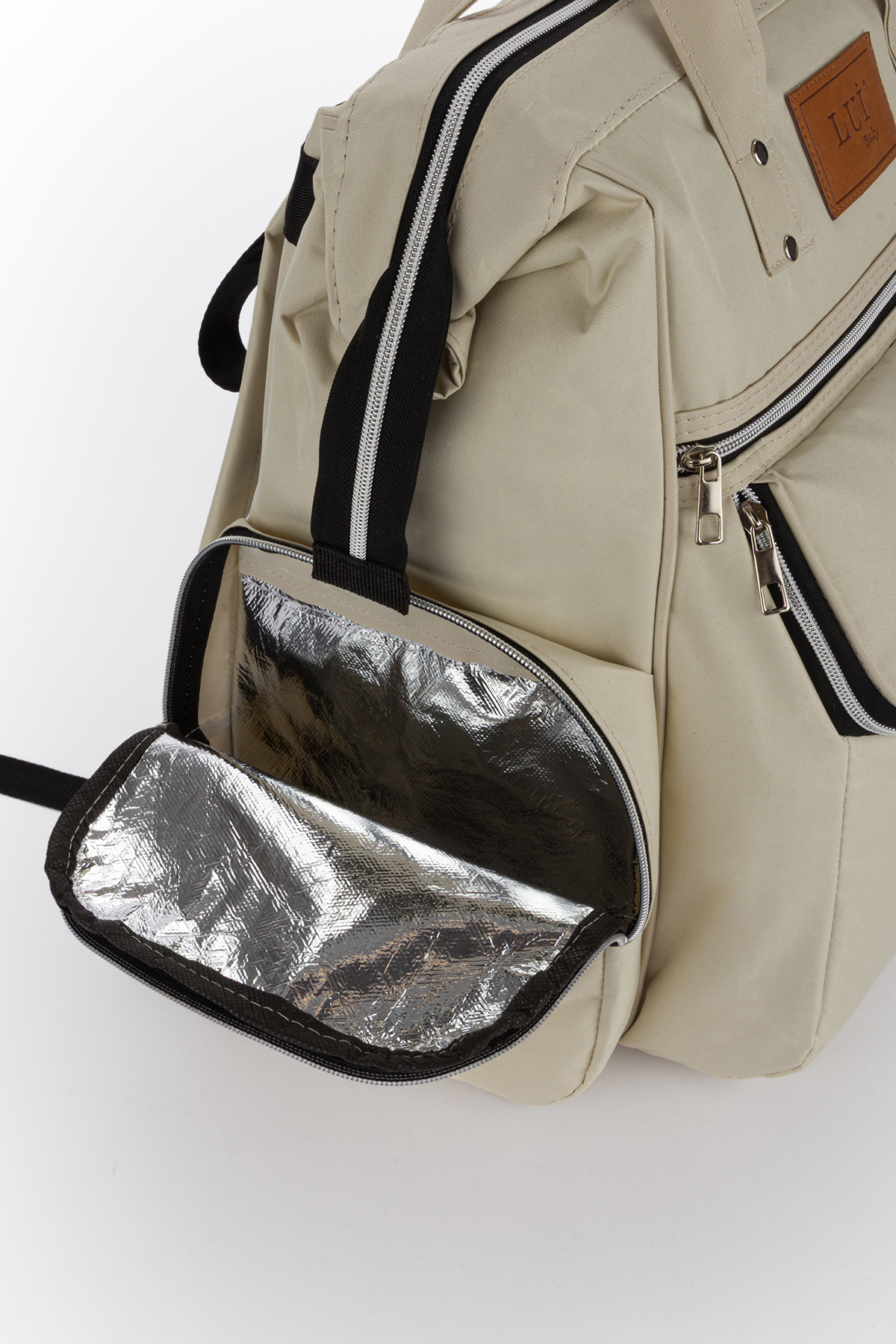 Yerli Baby Anne Bebek Bakım Sırt Çantası Termos Biberon Bölmeli ve Bebek Arabası Metal Askı Aparatlı Lüks Model fotoğrafı 5 (önizleme)