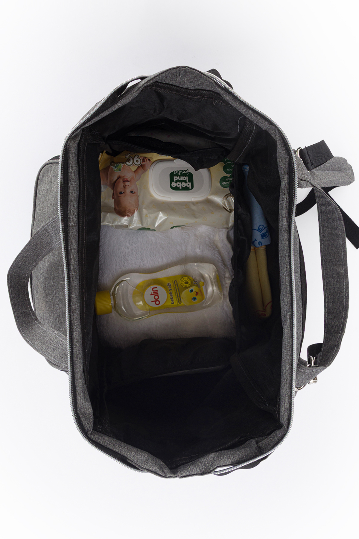 Yerli Baby Anne Bebek Bakım Sırt Çantası Termos Biberon Bölmeli ve Bebek Arabası Metal Askı Aparatlı Lüks Model fotoğrafı 7 (önizleme)