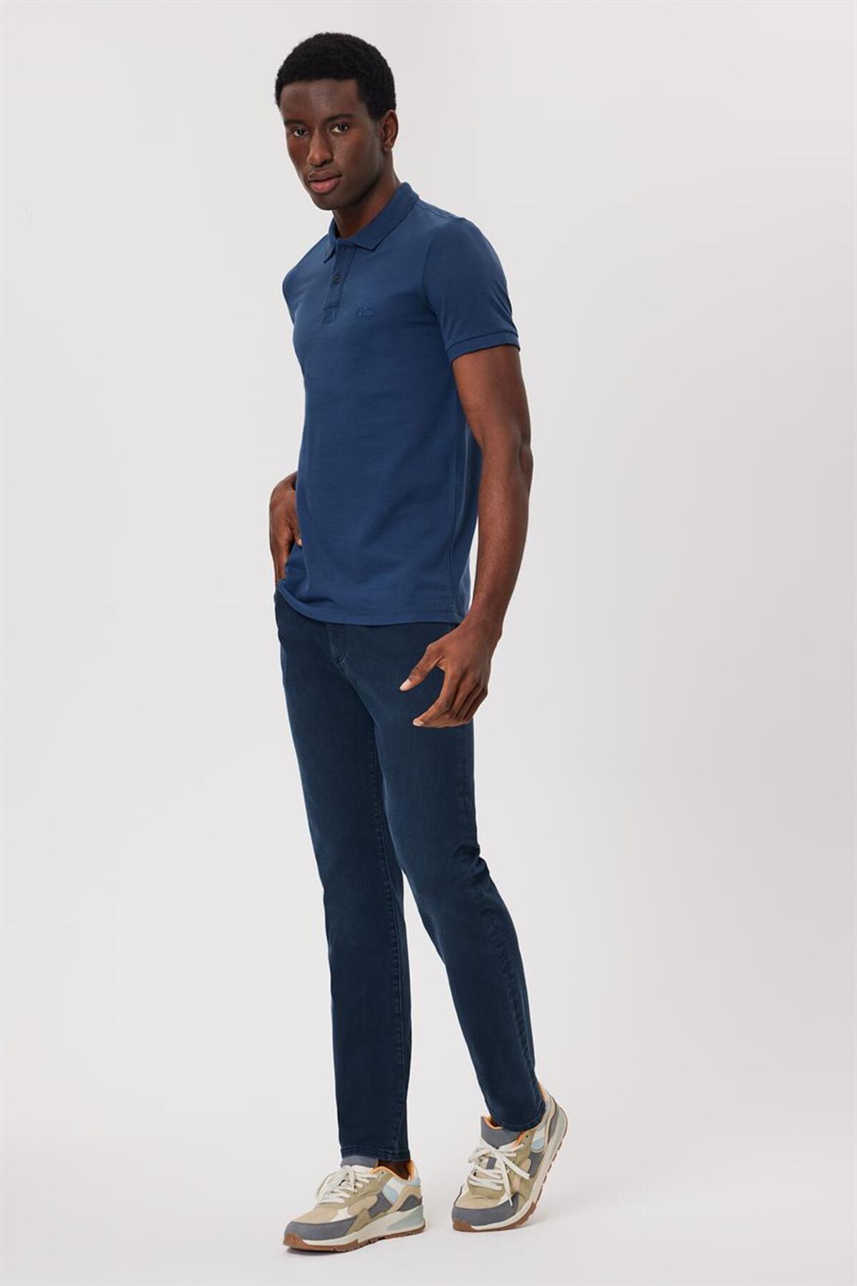 Lee Cooper Twins Men's 100% Cotton Polo Neck T-Shirt Indigo