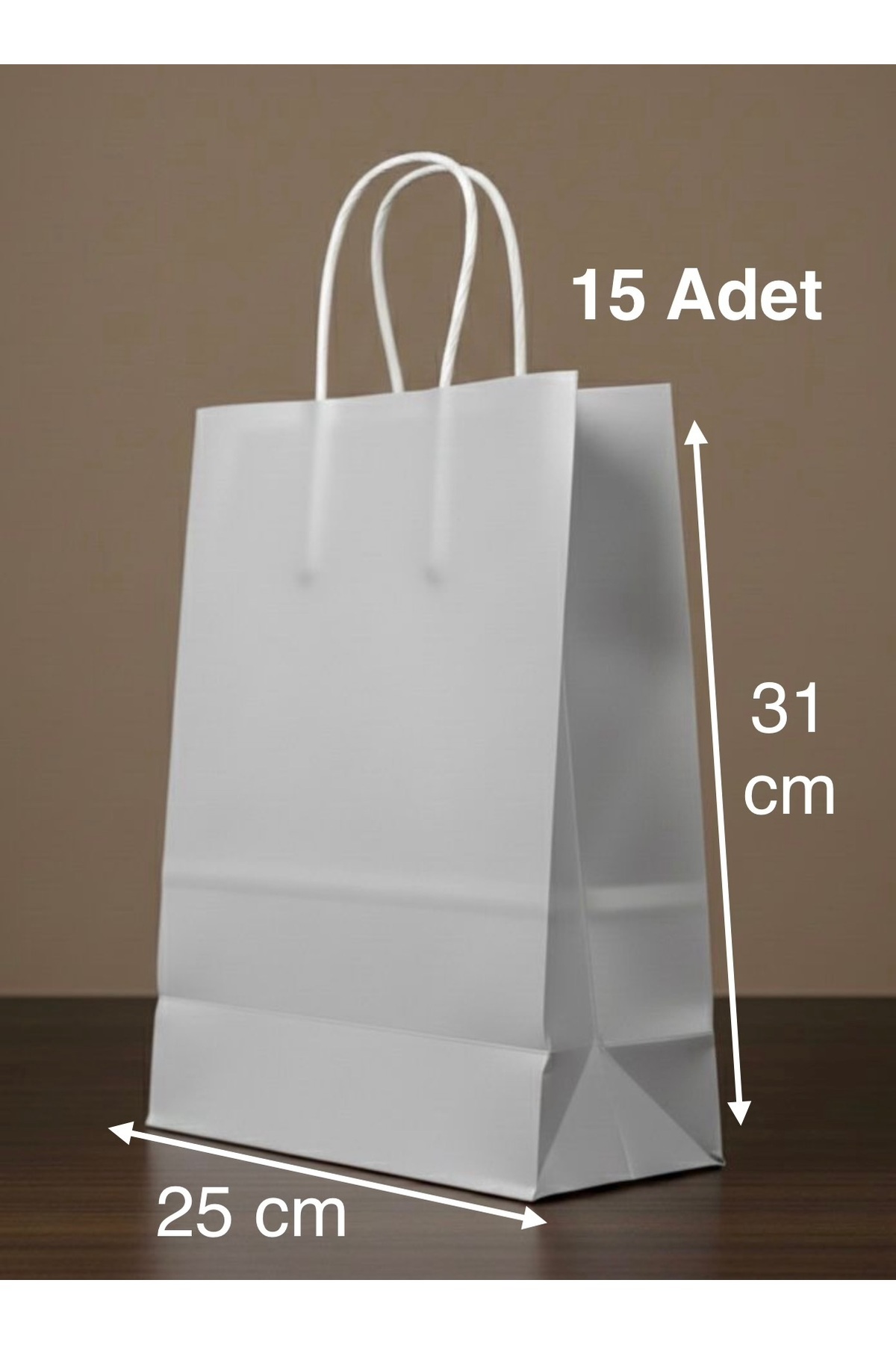 Silver Kraft Bag 25x31 Cm 15 Pieces Gift Bag , Gift Package , Kraft Paper Bag