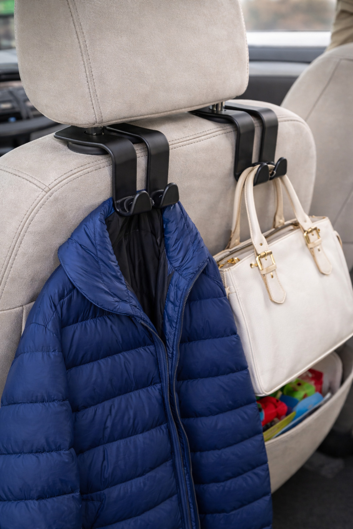 AutoFresh 2 ADET ARABA KOLTUK ARKASI KANCA ÇOK FONKSİYONLU TELEFON TUTUCU ARAÇ ÇANTA ASKISI fotoğrafı 2 (önizleme)