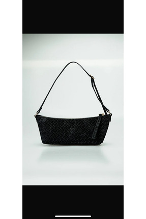 Zeyne Zyn06 Siyah Örgü Desenli Mini Fermuarlı Kadın Omuz ve El Çantası