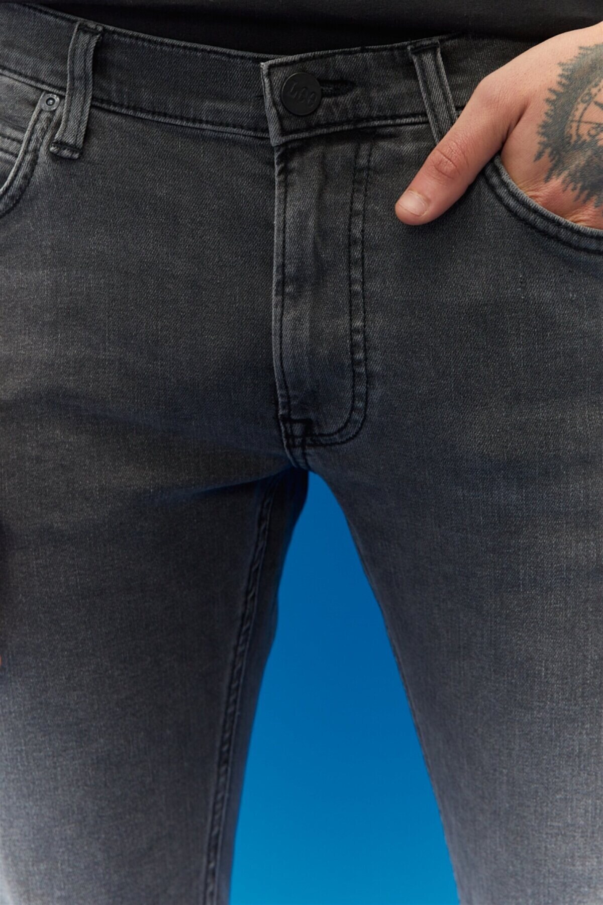 Lee  Luke Slim Tapered Dar Kesim Düşük Bel Antrasit Esnek Jean Kot Pantolon - Görsel 3