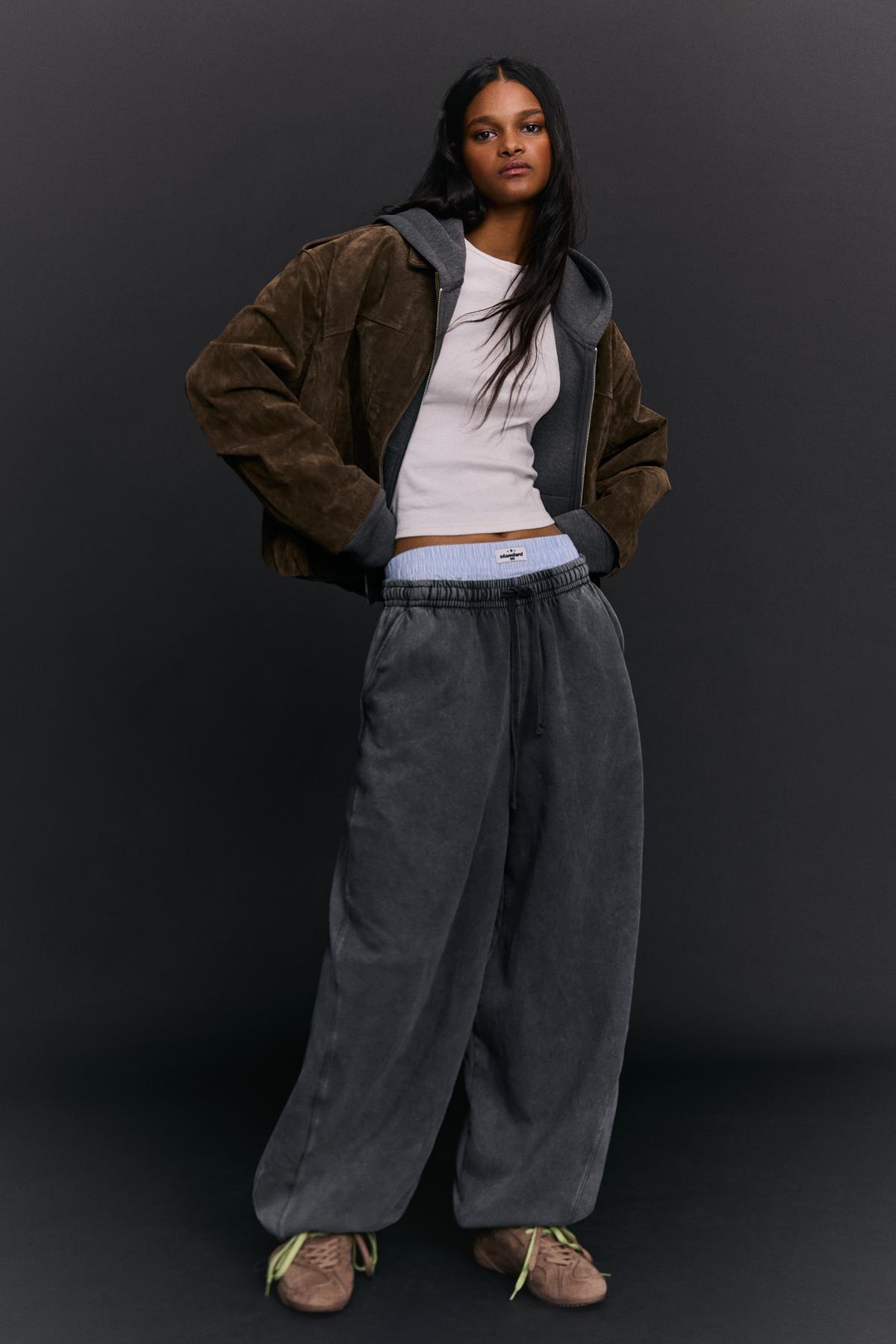 Bershka  Stoperli barrel fit şardonlu eşofman altı