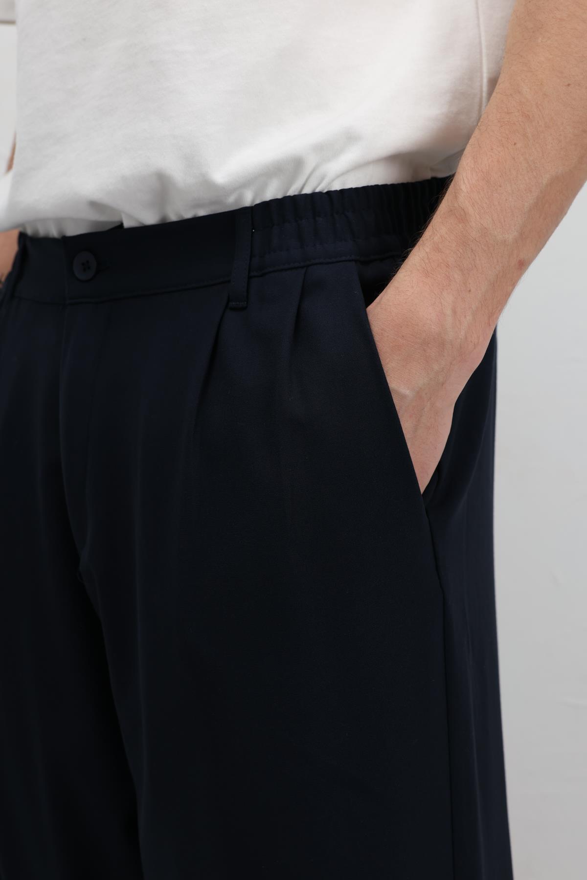 VAMOSCLO Baggy Fit Kumaş Pantolon Lacivert görsel 6