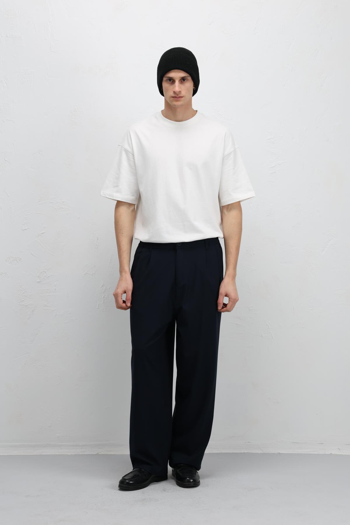 VAMOSCLO Baggy Fit Kumaş Pantolon Lacivert görsel 2