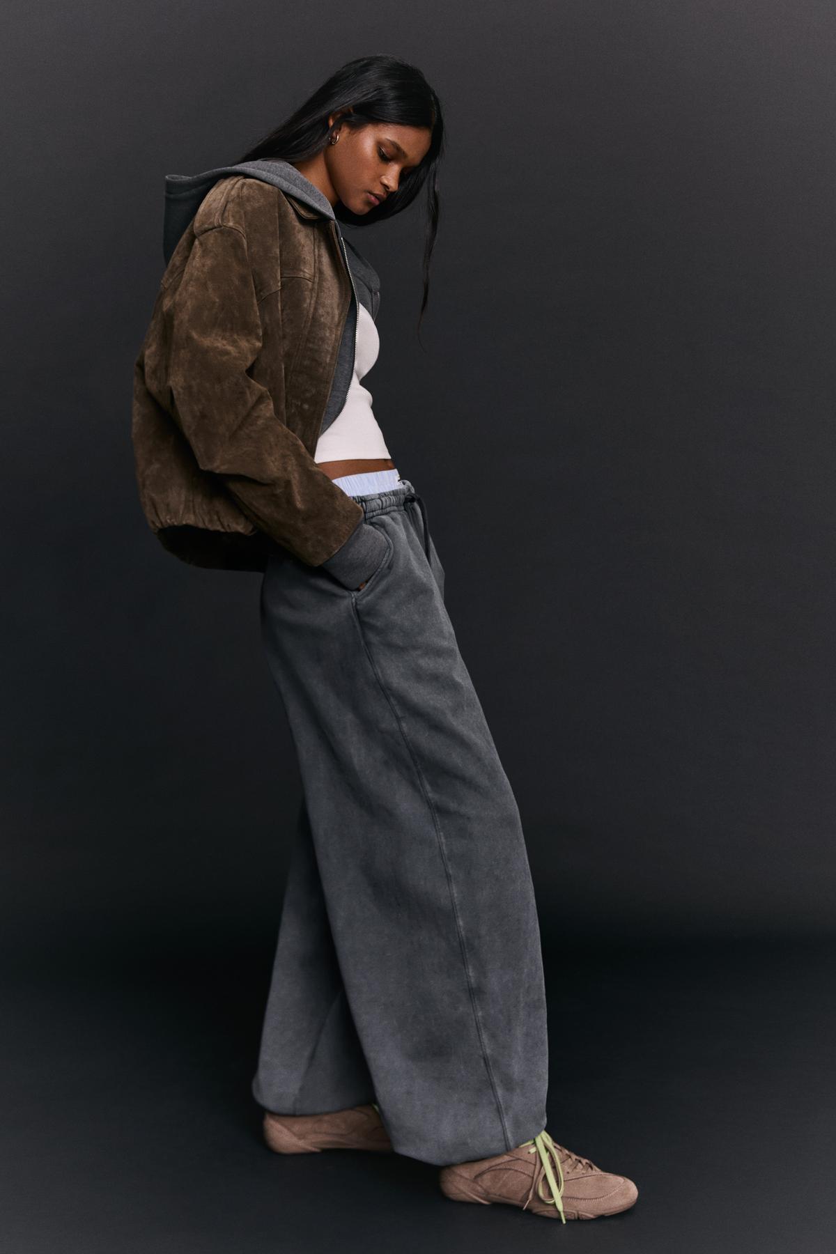 Bershka  Stoperli barrel fit şardonlu eşofman altı - Görsel 5