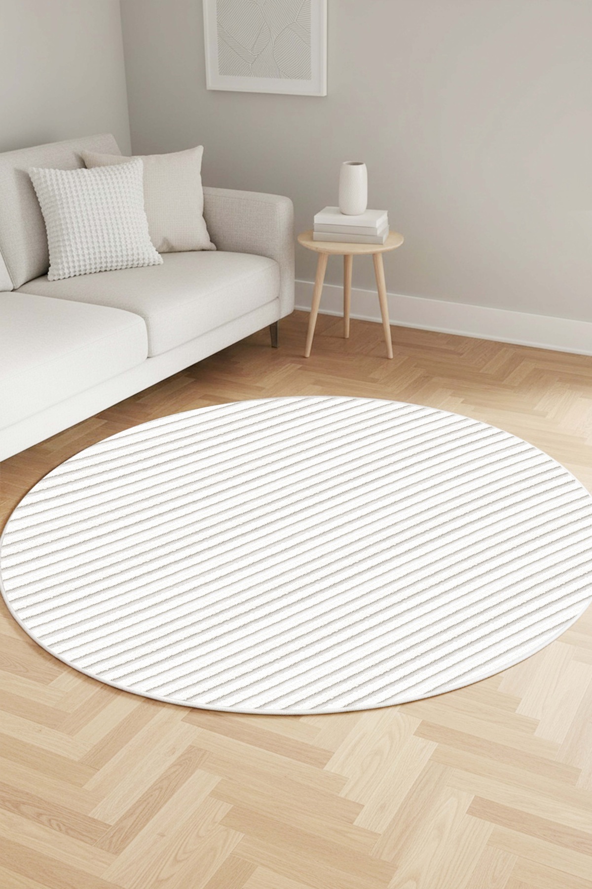 Machine washable anti-slip base stain-resistant digital round kitchen carpet and living room carpet
