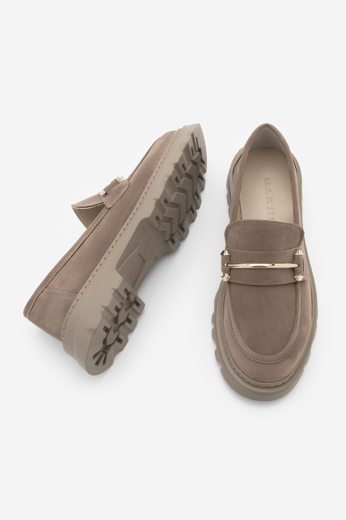 Marjin  Kadın Loafer Kalın Taban Zincirli Günlük Ayakkabı Zolez Vizon - Görsel 8