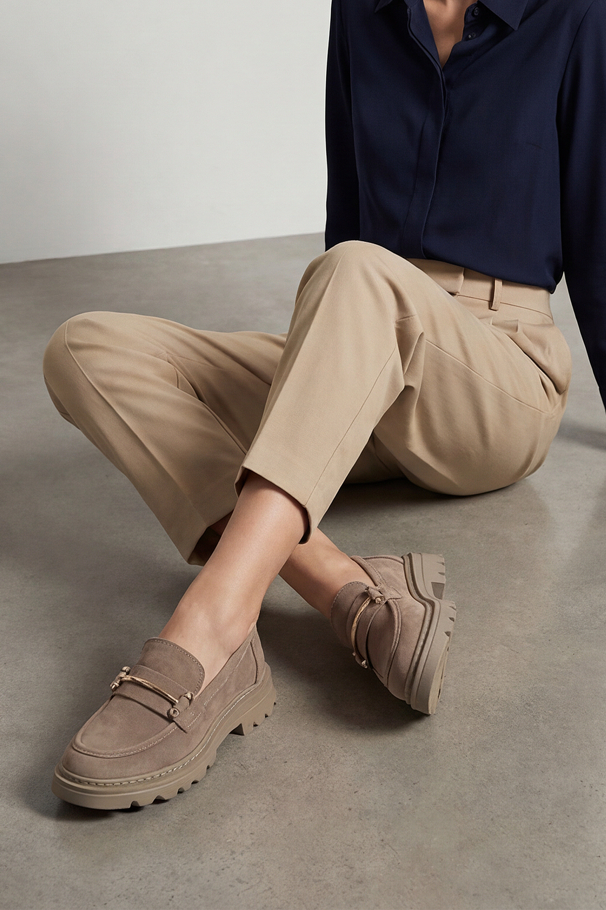 Marjin  Kadın Loafer Kalın Taban Zincirli Günlük Ayakkabı Zolez Vizon - Görsel 2