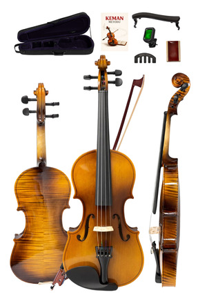 Campbell CV-400 Keman Seti Parlak 4/4 Hareli Yetişkin Kemanı, Full Set