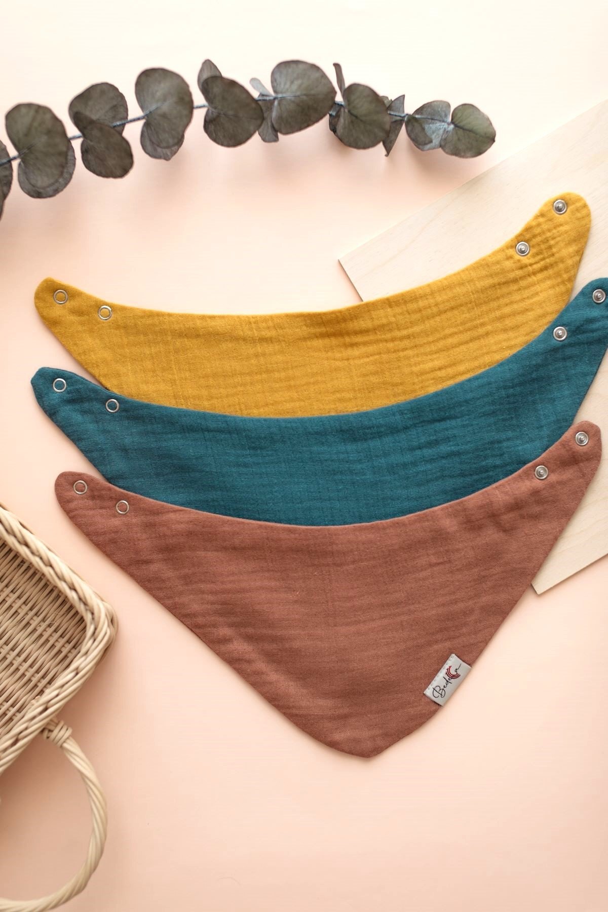 Bedeca 3'lü %100 Organik Pamuk Bebek Müslin Önlük - Kız Erkek Bebek Salya Ve Mama Önlüğü, Fular, Yakalık fotoğrafı 6 (önizleme)