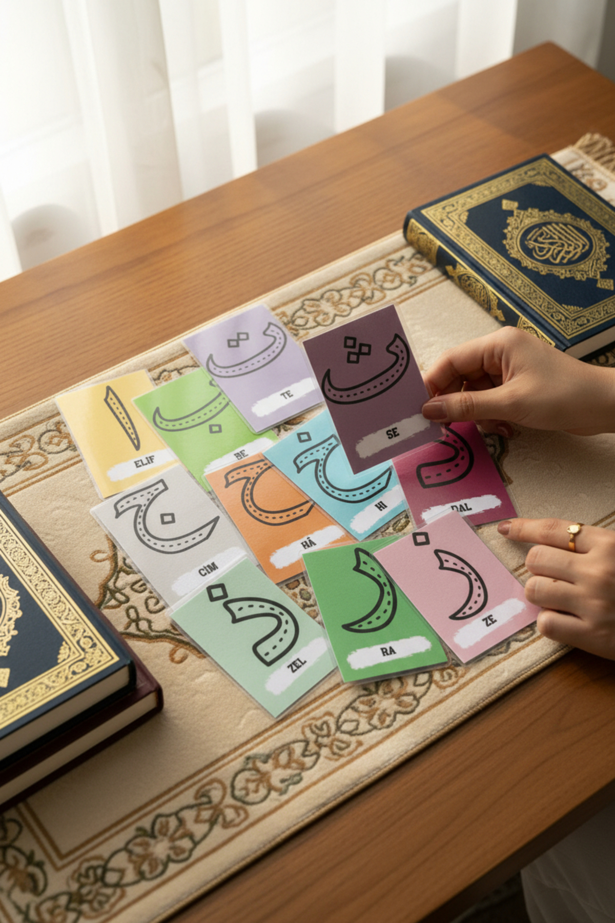 Renkli Zeka Arapça Harfleri Öğreniyorum (7x10) Elif Be Te Se Kartlari (Kalem Hediyeli) Elifba fotoğrafı 5 (önizleme)